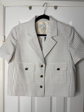 Nine West Cream S/S Pinstripe Blazer